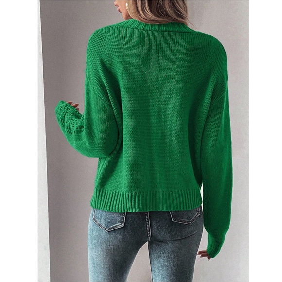 V-Cut Buttoned Green Light Cardigan Textured, Long Sleeve - Picture 6 of 8